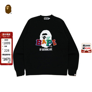 BAPE旗舰店男装 秋冬字母印花圆领卫衣组合福袋
