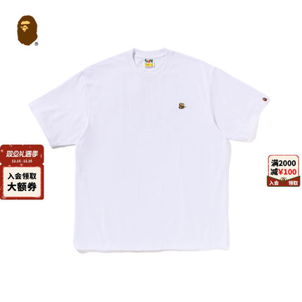 BAPE男装25年秋冬蜜蜂刺绣标纯色短袖T恤302101P
