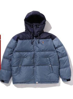 BAPE男装25年秋冬猿人刺绣标徽章可拆卸连帽羽绒服004441P