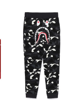 BAPE男装春夏满印夜光迷彩图案鲨鱼印花运动卫裤长裤X52001K