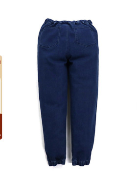 BAPE女装秋冬猿人胶质徽章系带束脚牛仔裤250502H