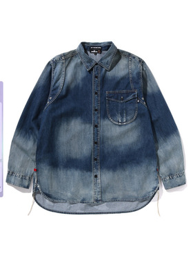 MR.BATHING APE男装24年秋冬猿人胡子刺绣牛仔长袖衬衫131304N