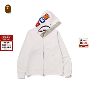 BAPE男装 外套304151P 25年秋冬纯色全拉链鲨鱼连帽卫衣开衫