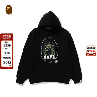 BAPE男装 秋冬迷彩猿人印花图案连帽卫衣114056L