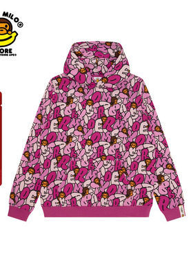 BABY MILO STORE女装24年秋冬卡通字母小猴休闲连帽卫衣3038XXN