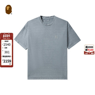 BAPE BLACK男装春夏猿人刺绣贴布字母短袖T恤109013M