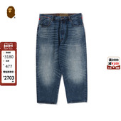 春夏猿人胡子刺绣猫须水洗牛仔裤 MR.BATHING APE男装 303501O