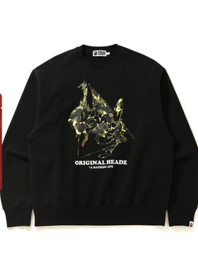 BAPE X MO'WAX联名迷彩图案字母印花纯色圆领卫衣31902XG