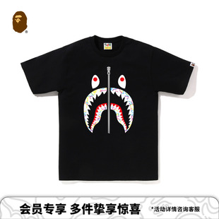 BAPE男装25年春夏霓虹迷彩鲨鱼拉链印花短袖T恤040101O