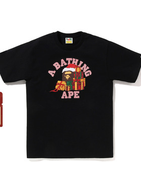BAPE男装25年秋冬猿人圣诞礼物印花短袖T恤X00810P