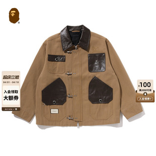 26年春夏羊皮翻领多口袋工装 风夹克外套304401Q BLACK男装 BAPE