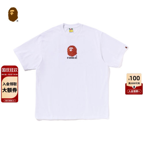 BAPE草莓猿人字母印花短袖T恤