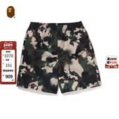 BAPE男装 25年春夏刺绣标涂鸦风猿人地图迷彩沙滩休闲短裤 002531O