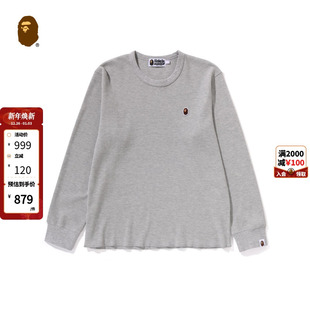 BAPE女装 T恤211002N 24年秋冬猿人刺绣标华夫格长袖