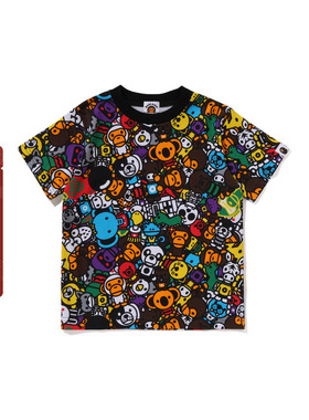 BAPE童装25年秋冬卡通小猴BABY MILO动物印花短袖T恤X00209P