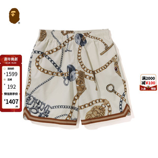 BAPE男装 153001L 秋冬猿人刺绣标满印珠宝饰品图案休闲短裤