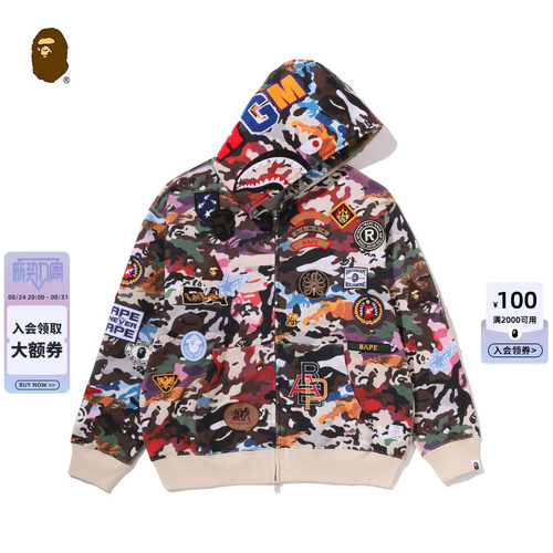 BAPE混合迷彩多图案布章卫衣外套