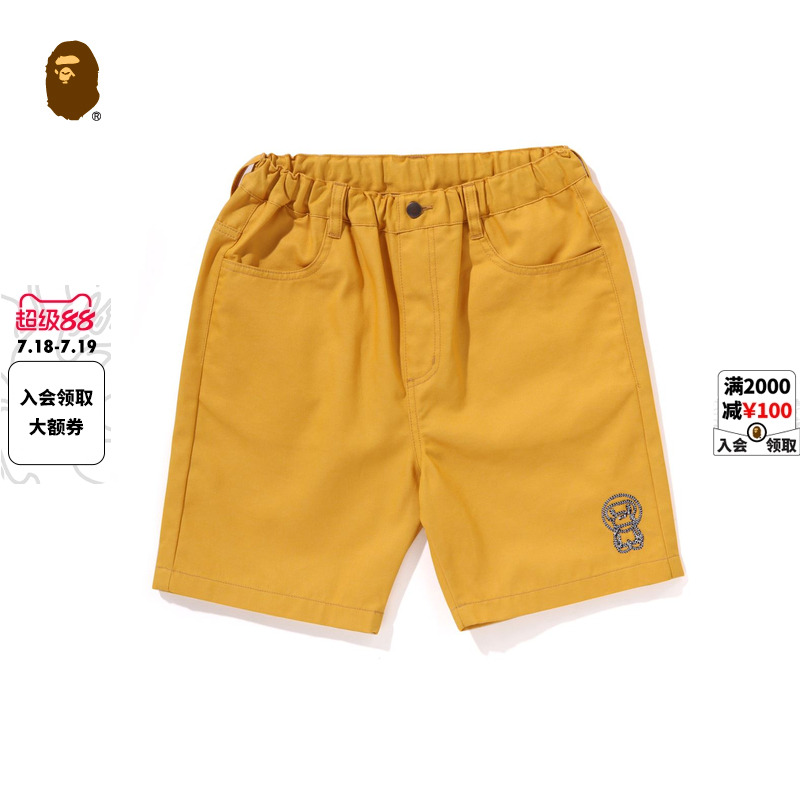 BAPE线型刺绣牛仔短裤