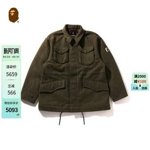 MR.BATHING 秋冬猿人胡子徽章多口袋羊毛夹克外套312401P APE男装