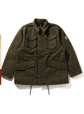 MR.BATHING APE男装秋冬猿人胡子徽章多口袋羊毛夹克外套312401P