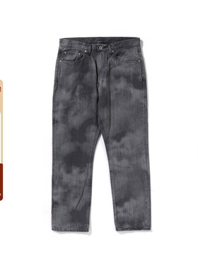 BAPE男装25年春夏猿人刺绣漂白褪色特染图案水洗牛仔裤002501O