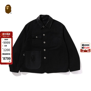 BAPE 25年春夏皮面拼接夹克140319O BLACK男装