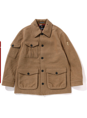 MR.BATHING APE男装24年秋冬猿人胡子徽章羊毛呢外套140303N