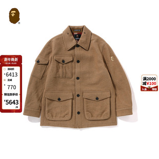 MR.BATHING 24年秋冬猿人胡子徽章羊毛呢外套140303N APE男装