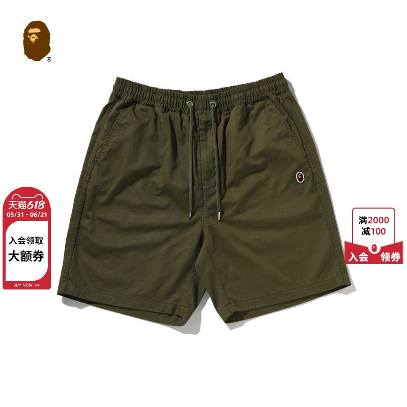 BAPE男装26年春夏猿人刺绣标纯色松紧腰休闲短裤317531Q