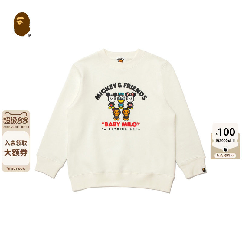 BAPE联名童装秋冬迪士尼米奇米妮唐老鸭卡通小猴圆领卫衣902133R图片