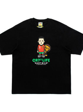 BAPE X CR7 LIFE联名男装26年春夏卡通小猴Q版形象短袖T恤X91010Q