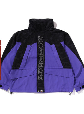 BAPE男装24年秋冬迷彩图案拼接连帽夹克外套140324N