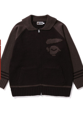 BAPE男装秋冬猿人猿人字母粗针考津毛衣外套针织开衫120001L