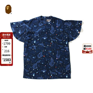 T恤235507H 花边短袖 BAPE女装 秋冬满幅星空图案蝴蝶袖