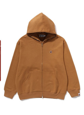 BAPE男装25年秋冬猿人刺绣标徽章连帽卫衣外套开衫311151P