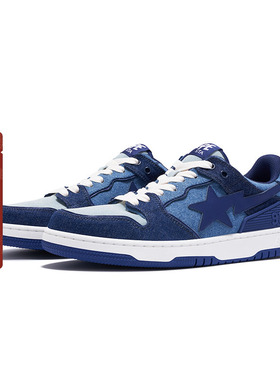 BAPE SK8 STA男女鞋春夏复古水洗丹宁牛仔风休闲鞋191022K