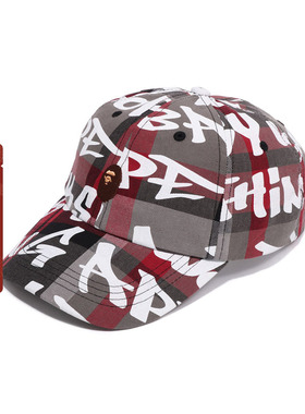 BAPE配饰满印字母涂鸦格纹图案鸭舌帽棒球帽180013J