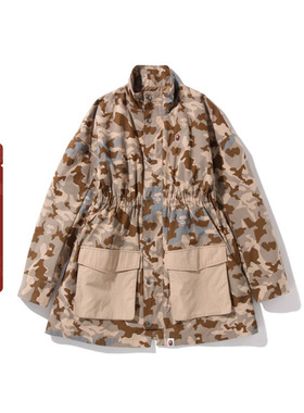 BAPE女装春夏猿人刺绣徽章沙漠迷彩收腰外套240005I