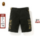 BAPE男装 春夏字母刺绣迷彩图案拼接贴袋休闲短裤 153006G