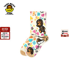 BABY MILO STORE配饰涂鸦风小猴图案中筒袜4406XXP