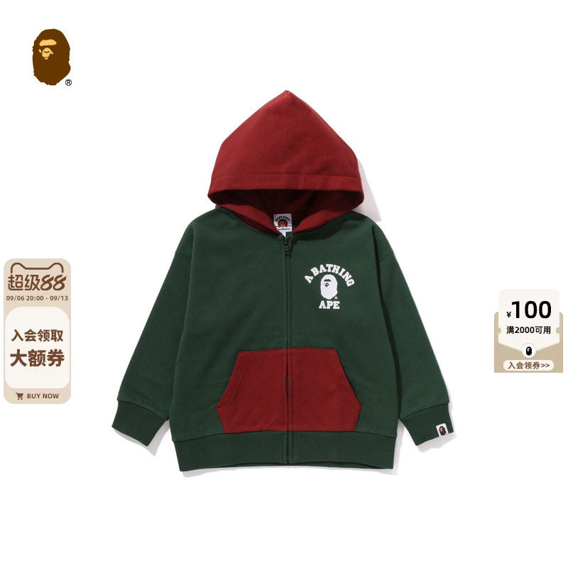 印花拼色连帽开衫卫衣外套BAPE图片