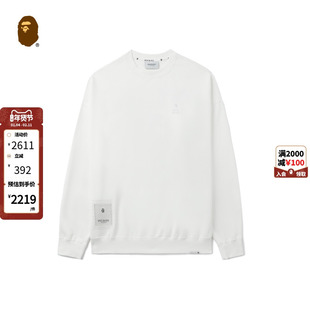 BAPE BLACK男装24年秋冬猿人徽标刺绣拉毛感圆领卫衣113302N