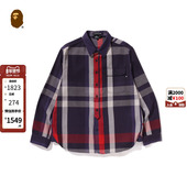 MR.BATHING 131301N 衬衫 APE男装 24年秋冬绅士猿人印花格纹长袖