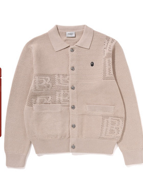 BAPE BLACK男装25年春夏字母图案钩针毛衣针织开衫120303O