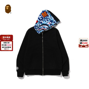 BAPE男装 外套X08151P 25年秋冬迷彩纯色双面穿鲨鱼连帽卫衣开衫