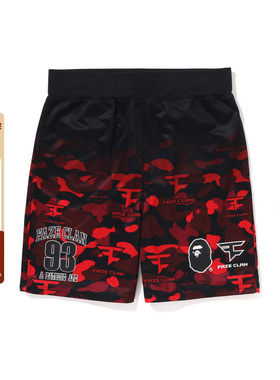BAPE X FAZE CLAN联名男装渐变迷彩图案猿人休闲短裤153901J