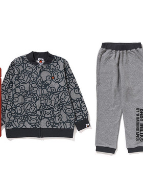 BAPE配饰儿童卡通小猴BABY MILO拉链外套运动裤两件套组369001N