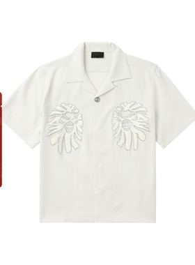 BAPE BLACK男装春夏猿人徽标图案纯色短袖衬衫132005M