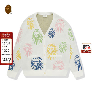 外套T9300MI 25年春夏彩色猿人提花图案针织开衫 BAPE BLACK男装