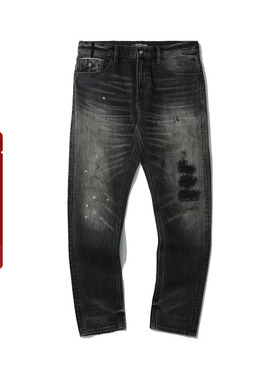 BAPE BLACK男装24年秋冬猿人徽标扣破洞牛仔长裤N6502MD